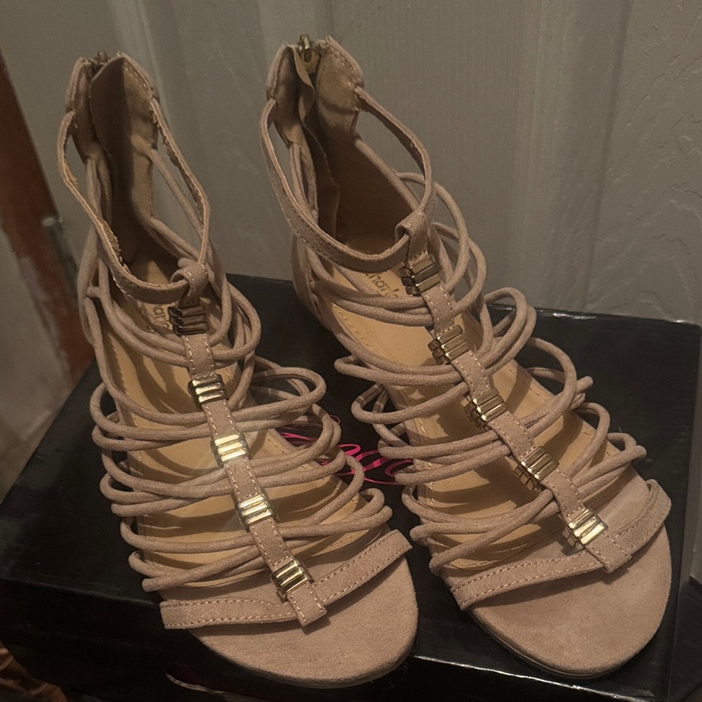 Charlotte Russe Beige Strappy Heels